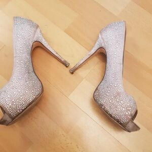 Elegant Rhinestone Peep-Toe Heels